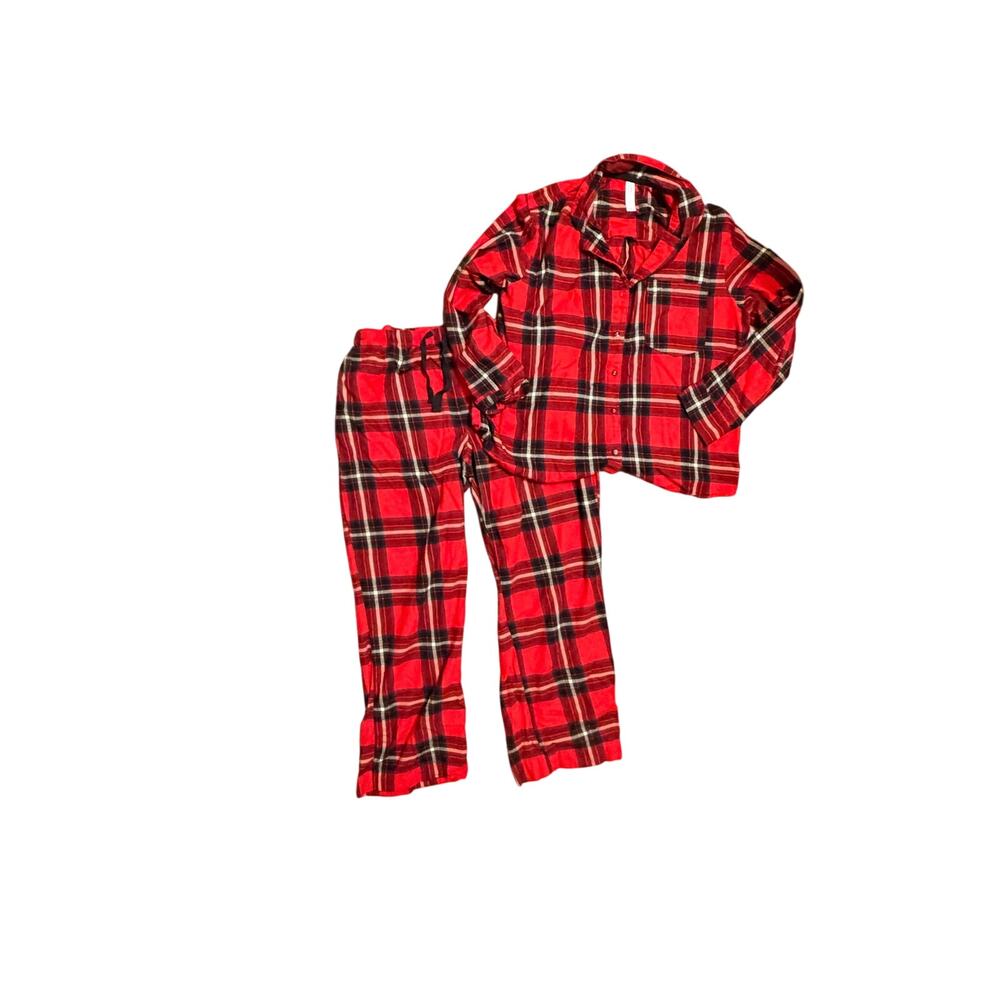 Stars Above Red Plaid Flannel Pajama Set – Size XL